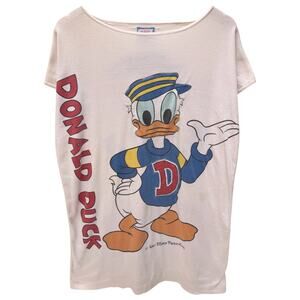 Vintage 90s Donald Duck T Shirt Mens Large White Walt Disney Double Sided Tee